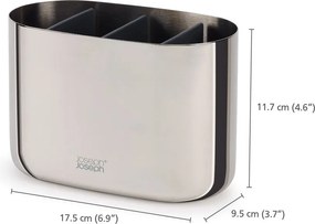 Suport pentru periuța de dinți argintiu lucios din oțel inoxidabil EasyStore Luxe – Joseph Joseph