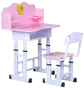 Birou si scaun,reglabile,pentru copii-Roz