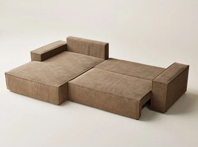 Colțar maro deschis extensibil/cu spațiu de depozitare cu tapițerie din chenille (cu colț pe partea stângă/cu șezlong) Maze – Maison de Rêve