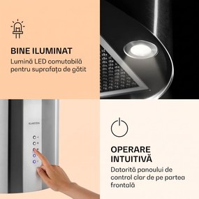 Klarstein Barella, hotă, 35 x 93 x 43 cm, recirculare, 518 m³/h, LED