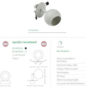 Spot incastrabil directionabil Apollo 1, negru