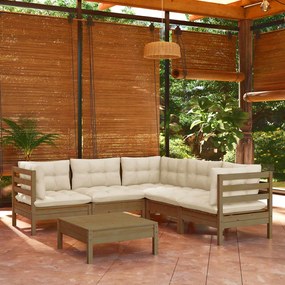 3096680 vidaXL Set mobilier grădină cu perne, 6 piese, maro miere, lemn de pin