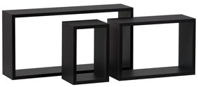 Set etajere de perete P-009, negru mat, 3 buc.