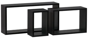 Set etajere de perete P-009, negru mat, 3 buc.