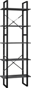 vidaXL Bibliotecă cu 5 rafturi, gri, 60x30x175 cm, lemn de pin