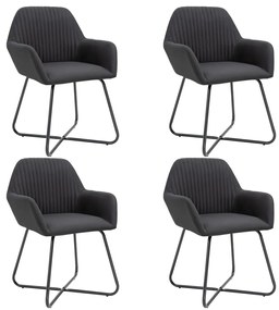 vidaXL Scaune de bucătărie, 4 buc., negru, material textil