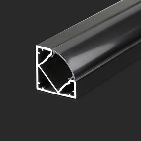 Profil Banda LED de Colt, Aplicat (PT), cu Margine, Negru, 2m