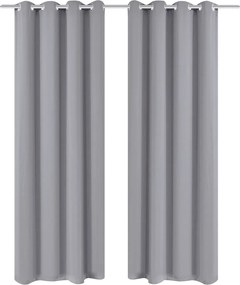 vidaXL Draperii opace cu inele metalice, 2 buc., gri, 135 x 245 cm