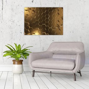 Tablou pe sticlă - Hexagoane verzi (70x50 cm)