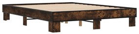3280234 vidaXL Cadru de pat, stejar fumuriu 150x200 cm lemn prelucrat și metal