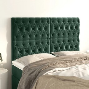 3116719 vidaXL Tăblii de pat, 4 buc, verde închis, 72x7x78/88 cm, catifea