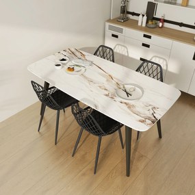 HOMCOM Set 4 Scaune Moderne cu Spătar Perforat Plastic și Metal Negru | Aosom Romania