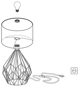 Eglo 43078 - Lampă de masă CARLTON 1xE27/60W/230V