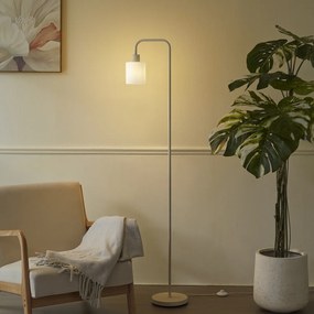 Lampă de podea scandinavă bej cu sticlă albă - Wisp