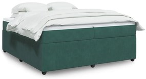 3285665 vidaXL Pat box spring cu saltea, verde închis, 200x200 cm, catifea