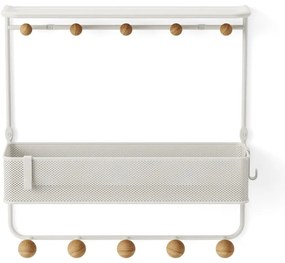 Cuier de perete alb/în culoare naturală cu raft din metal Estique – Umbra