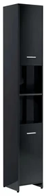 802604 vidaXL Dulap de baie, negru extralucios, 30x30x183,5 cm, PAL