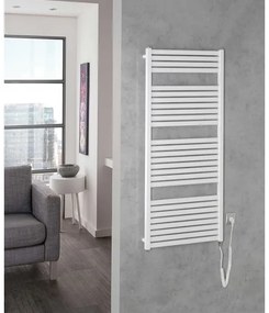 Radiator portprosop electric pentru baie Aqualine TONDI-E 600W/230V 133 cm alb drept