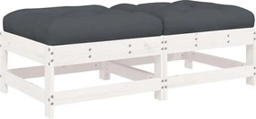 vidaXL Taburete de grădină cu perne, 2 buc., alb, lemn masiv de pin