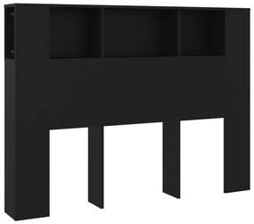 811926 vidaXL Tăblie de pat cu dulap, negru, 140x18,5x104,5 cm