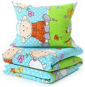 Lenjerie de pat pentru patut OVECKY albastra Dimensiune lenjerie de pat: 45 x 65 cm | 90 x 135 cm