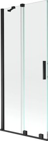 Mexen Velar paravan cadă de baie cu 2 panouri glisante 80 x 150 cm, transparent, negru - 896-080-000-01-70