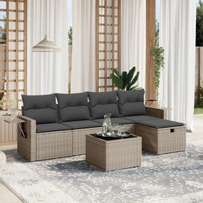 vidaXL Set mobilier grădină cu perne, 6 piese, gri, poliratan