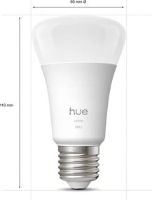 Set 2 becuri LED dimabile Philips Hue White, soclu E27, 7W, 230V, 2700K