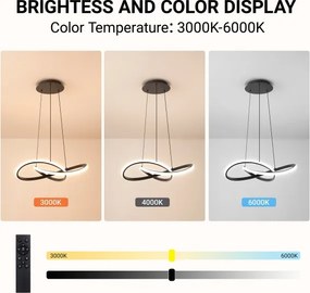 Brilagi - Lustra LED reglabilă suspendată pe cablu INFINITY LED/55W/230V 50x50 cm neagră + telecomandă