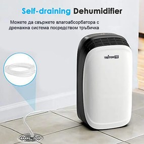 Dezumidificator Attractive TRITON 10, 175W, 1.8 L, 10l/24h, R290, Timer, Dezghetare automata, Senzor de umiditate, Alb/Negru