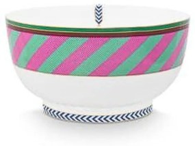 Bol din porțelan, Pip Studio, Stripes Pink-Green, 20.5cm, colecția Pip Chique