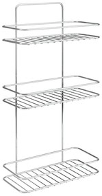 Raft pentru baie argintiu lucios de agățat/autoadeziv din oțel Luxy – Metaltex