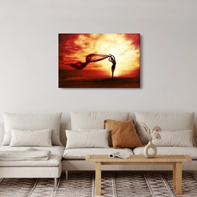 Tablou - Silueta femeii la apus de soare (90x60 cm)