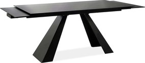 Masa moderna dining SALVADORE, negru mat, metal/sticla securizata, 160