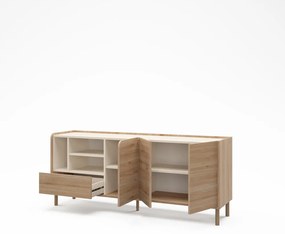 Comodă în culoare naturală cu aspect de lemn de stejar 180x75,5x44 cm Monza – Marckeric