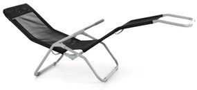 Set 2 x șezlong de grădină  cu țesătură neagră - pliabilă