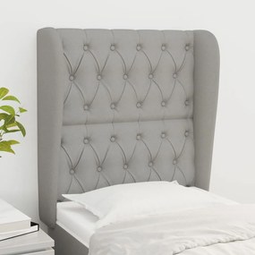 vidaXL Tăblie de pat cu aripioare gri deschis 83x23x118/128 cm textil