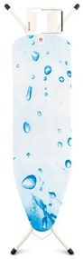 Masa de calcat Brabantia B 90300132, 124x38 cm, 7 pozitii de reglare, Suport fier de calcat, Alb/Albastru