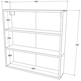 Corp Baie Tejo, Suspendat, 2 Usi, Alb, cu oglinzi, 70 x 17 x 70 cm