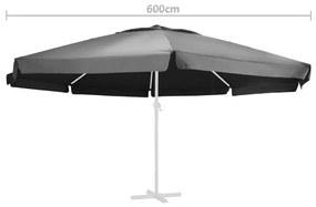 Panza de schimb umbrela de soare de gradina, antracit, 600 cm Antracit,    600 cm