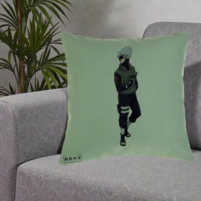 Perna Personalizata Naruto Kakashi Hatake Portret Complet, 40x40 cm, Verde, Husa Detasabila, Perna Inclusa, BEKZ®