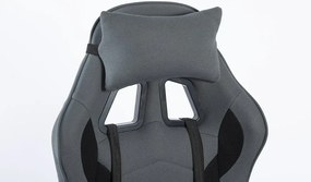 RESIGILAT- Scaun gaming, masaj în perna lombară, suport picioare, textil, Gri