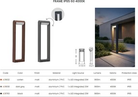 Stalp exterior LED modern IP65 FRAME 60 4000K BK