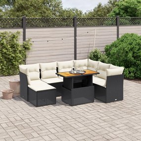 3275492 vidaXL Set mobilier de grădină cu perne, 8 piese, negru, poliratan