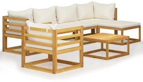 3057637 vidaXL Set mobilier grădină cu perne, 7 piese, crem, lemn masiv acacia