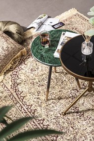 Masuta de cafea rotunda din metal si sticla Nebula 42x42x54 cm verde