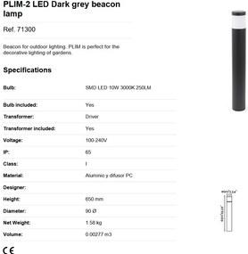 Stalp LED de iluminat exterior design modern IP65 PLIM-2