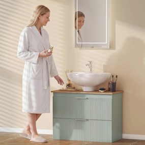 HOMCOM Corp sub lavoar, mobilier de baie cu 2 sertare, stil modern, 80 x 40 x 60 cm, verde și lemn natural | Aosom Romania