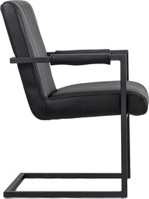 Scaun vizitator negru OFF 834 din piele ecologică cu mânere metalice și cadru vopsit