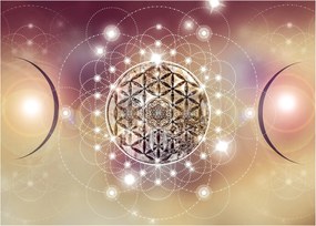 Tablou pe sticlă - Mandala cu elemente (70x50 cm)